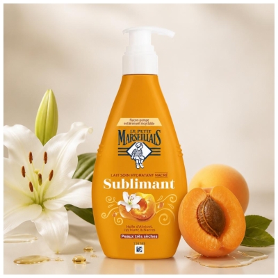 Le Petit Marseillais Lait Soin Hydratant Nacré Sublimant pour les Peaux Très Sèches 250 ml
