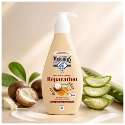Le Petit Marseillais Lait Soin Hydratant Réparation pour les Peaux Abîmées Desséchées 250 ml