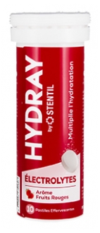 Stentil HYDRAY Électrolytes Solution d'Hydratation 10 Pastilles - Arôme : Fruits Rouge