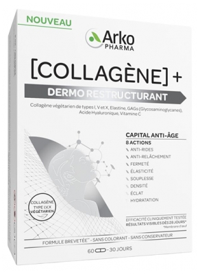 Arkopharma Collagène + Dermo-Restructurant Capital Anti-Âge 8 Actions 30 Jours 60 Gélules