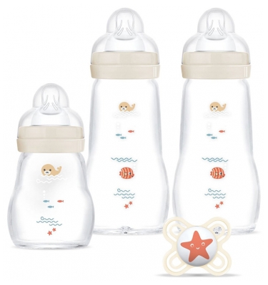Coffret Biberons en Verre avec Sucette pour Bébé - Ensemble Complet 0 Mois et + (Neuf avec emballage abîmé)