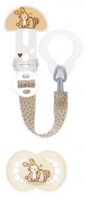 MAM Kit Sucette & Attache-Sucette - 6+ Mois - Silicone - Couleur : Beige