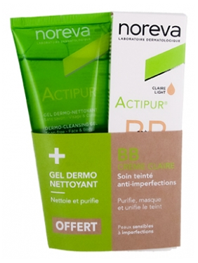 Noreva Actipur : Peaux à Problèmes BB Crème 30 ml + Gel Dermo-Nettoyant 100 ml Offert - Teinte : Claire