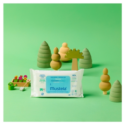 Mustela Lingettes Nettoyantes Compostables Non Parfumées x60
