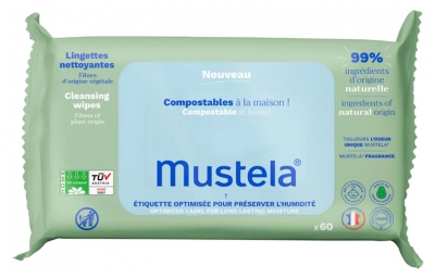 Mustela Lingettes Nettoyantes Compostables Parfumées x60