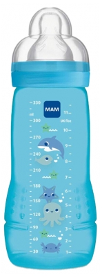 Mam Biberon Easy Active 2Ème Âge Jaune 330 ml - Tétine Débit X