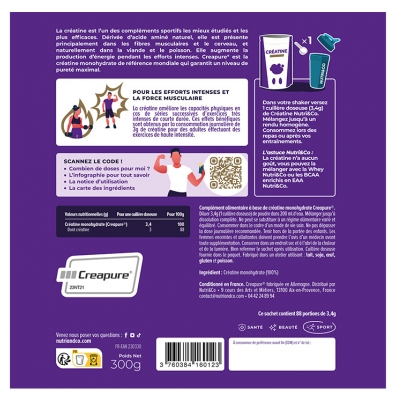 Nutri&Co Créatine Monohydrate Creapure Goût Neutre 300 g