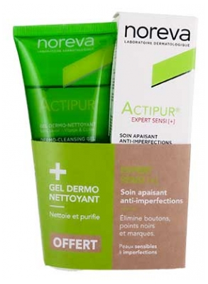 Noreva Actipur : Peaux à Problèmes Actipur Expert Sensi + 30 ml + Actipur Gel Dermo Nettoyant 100 ml Offert