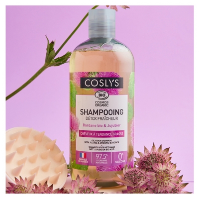 Coslys Shampoing Détox Fraîcheur Cheveux à Tendance Grasse Bio 500 ml