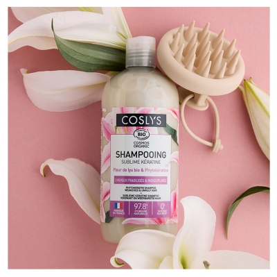 Coslys Shampoing Sublime Kératine Cheveux Fragilisés & Disciplinés Bio 500 ml