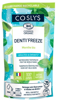 Coslys Denti'Freeze Dentifrice Adultes & Enfants Menthe Bio Éco-Recharge 350 g