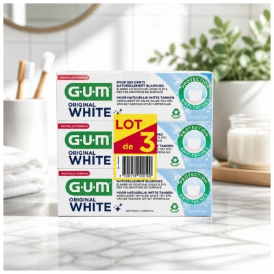 GUM Original White Dentifrice 3 x 75 ml