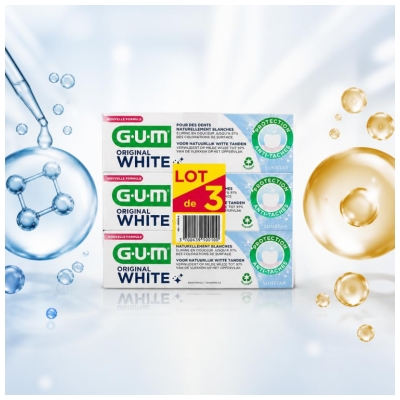 GUM Original White Dentifrice 3 x 75 ml