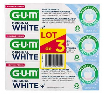 GUM Original White Dentifrice 3 x 75 ml