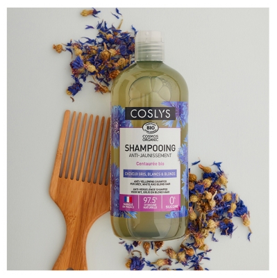 Coslys Shampoing Anti-Jaunissement Cheveux Gris Blancs et Blonds Bio 500 ml