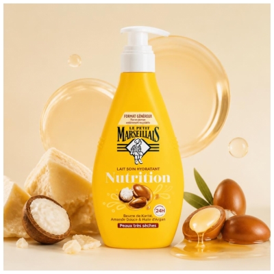 Le Petit Marseillais Lait Soin Hydratant Nutrition pour les Peaux Très Sèches 400 ml