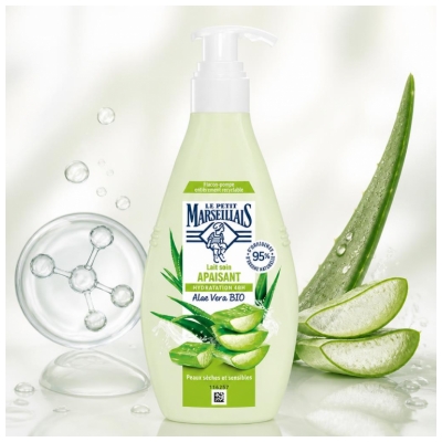 Le Petit Marseillais Lait Soin Apaisant Hydratation 48H Peaux Sèches et Sensibles 250 ml