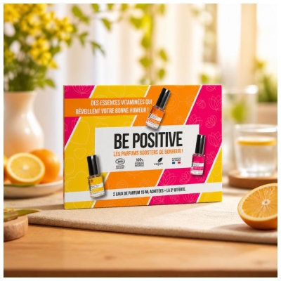 Be Positive Coffret Eaux de Parfum Essences Vitaminées Harmony Love & Optimism Bio 2 x 15 ml + 15 Offert