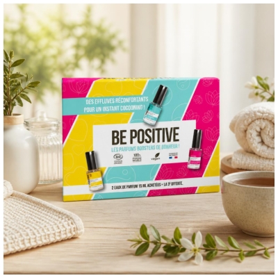Be Positive Coffret Eaux de Parfum Effluves Réconfortants Harmony Love & Relax Bio 2 x 15 ml + 15 Offert