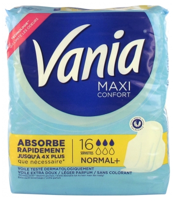 Vania Serviettes Hygiéniques Maxi Confort Normal+ 16 Serviettes 