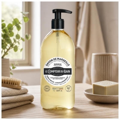 Le Comptoir du Bain Savon de Marseille Surgras Sans Parfum 1 l