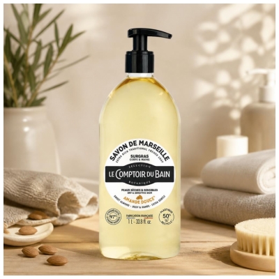 Le Comptoir du Bain Savon de Marseille Surgras à l'Amande Douce 1 L
