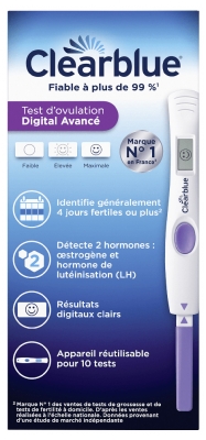 Clearblue Test d'Ovulation Digital Avancé 2 Hormones (4 Jours de Fertilité) X10