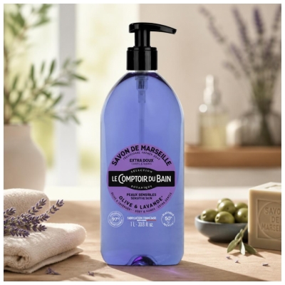 Le Comptoir du Bain Savon de Marseille Olive Lavande Extra Doux 1 l