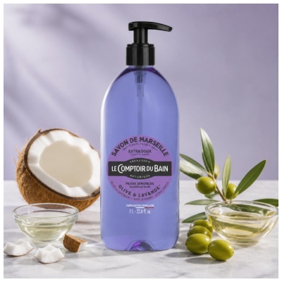 Le Comptoir du Bain Savon de Marseille Olive Lavande Extra Doux 1 l