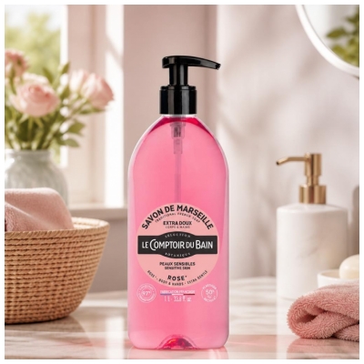 Le Comptoir du Bain Savon de Marseille Rose Extra Doux 1 l