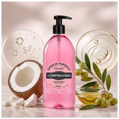 Le Comptoir du Bain Savon de Marseille Rose Extra Doux 1 l
