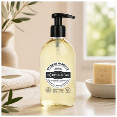 Le Comptoir du Bain Savon de Marseille Surgras Sans Parfum 500 ml
