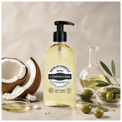 Le Comptoir du Bain Savon de Marseille Surgras Sans Parfum 500 ml