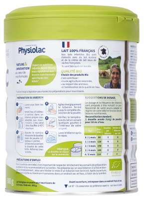 Physiolac Bio 1 800 g Certbio