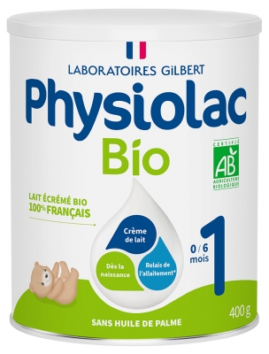 Physiolac Bio 1 Lait Écrémé 0 à 6 Mois 400 g