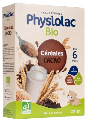 Physiolac Bio Céréales Cacao 200 g Certbio