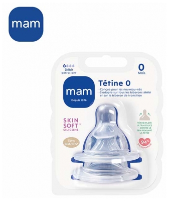 Mam Tétine Débit 0 Extra Lent - Silicone