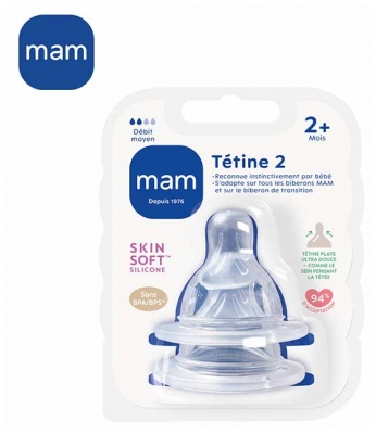 Mam Tétine Débit 2 Moyen - Silicone