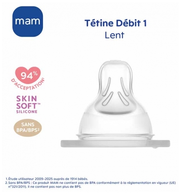Mam Tétine Débit 1 Lent - Silicone