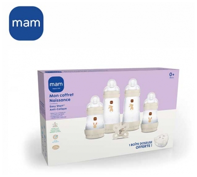 MAM Coffret Naissance - 4 Biberons + 1 Sucette + 1 Boite Doseuse