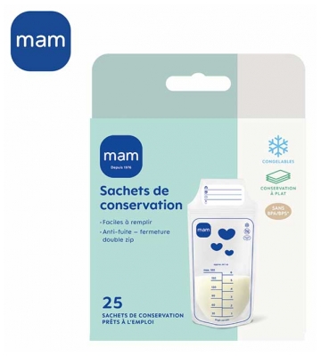 MAM 25 Sachets de Conservation pour Lait Maternel 