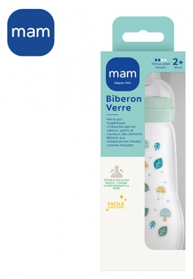 MAM Biberon Verre Premium 260 ml 2 Mois et + Débit 2 Moyen