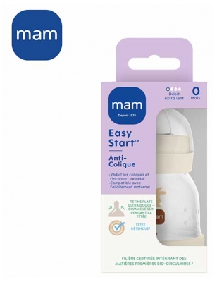 MAM Biberon Easy Start 130 ml Débit 0 Extra Lent Dès 0 Mois