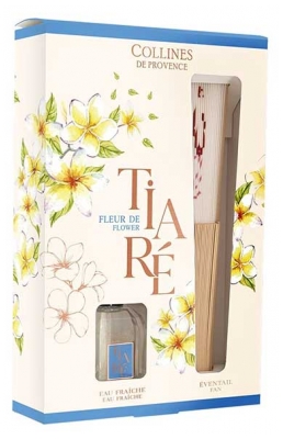 Collines de Provence Coffret Eau Fraîche 50 ml & son Éventail - Parfum : Fleur de Tiaré
