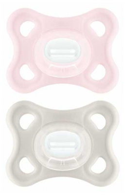 MAM Comfort 2 Sucettes Silicone 2 à 12 Mois - Couleur : Rose et Beige