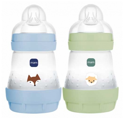 Biberon NUK First Choice+ 300 ml Tétine en silicone 6-18 mois Débit Moyen - Couleur : Vert/Bleu