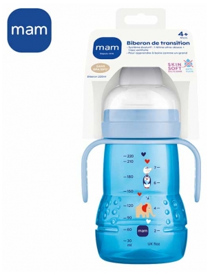 MAM Biberon de Transition 220 ml - Bec Souple Antifuite Silicone