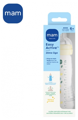 MAM Easy Active Biberon 2ème Âge Débit Très Rapide 330 ml 6 Mois et + - Couleur : Pearl