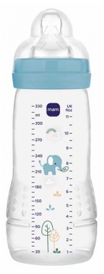 MAM Easy Active Biberon 2ème Âge Débit Très Rapide 330 ml 6 Mois et + - Couleur : Bleu