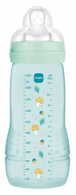 MAM Easy Active Biberon 2ème Âge Débit Très Rapide 330 ml 6 Mois et + - Couleur : Vert d'Eau